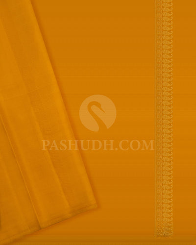 Lace Pink And Mango Yellow Kanjivaram Silk Saree - RB1