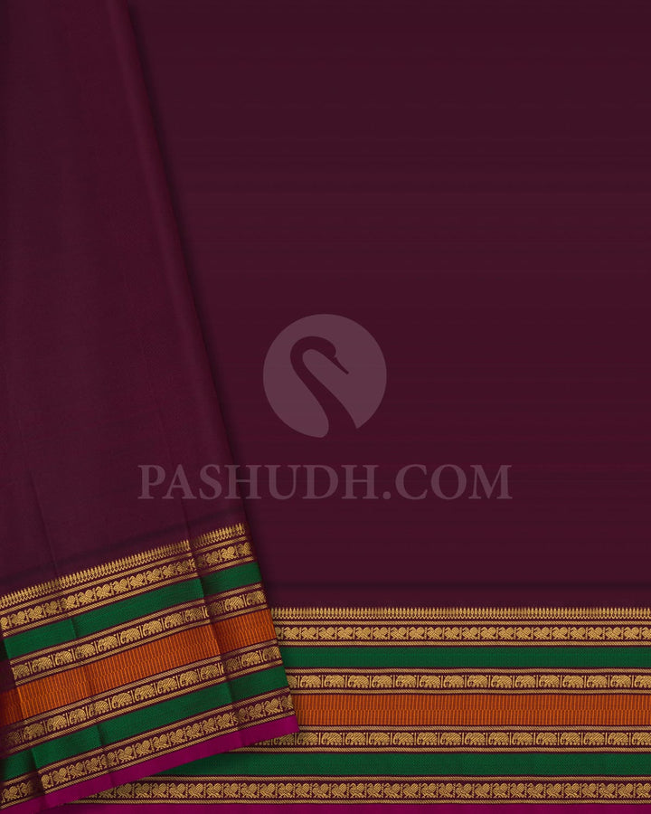 Blue Grey & Paaku Colour Kanjivaram Silk Saree - RK1