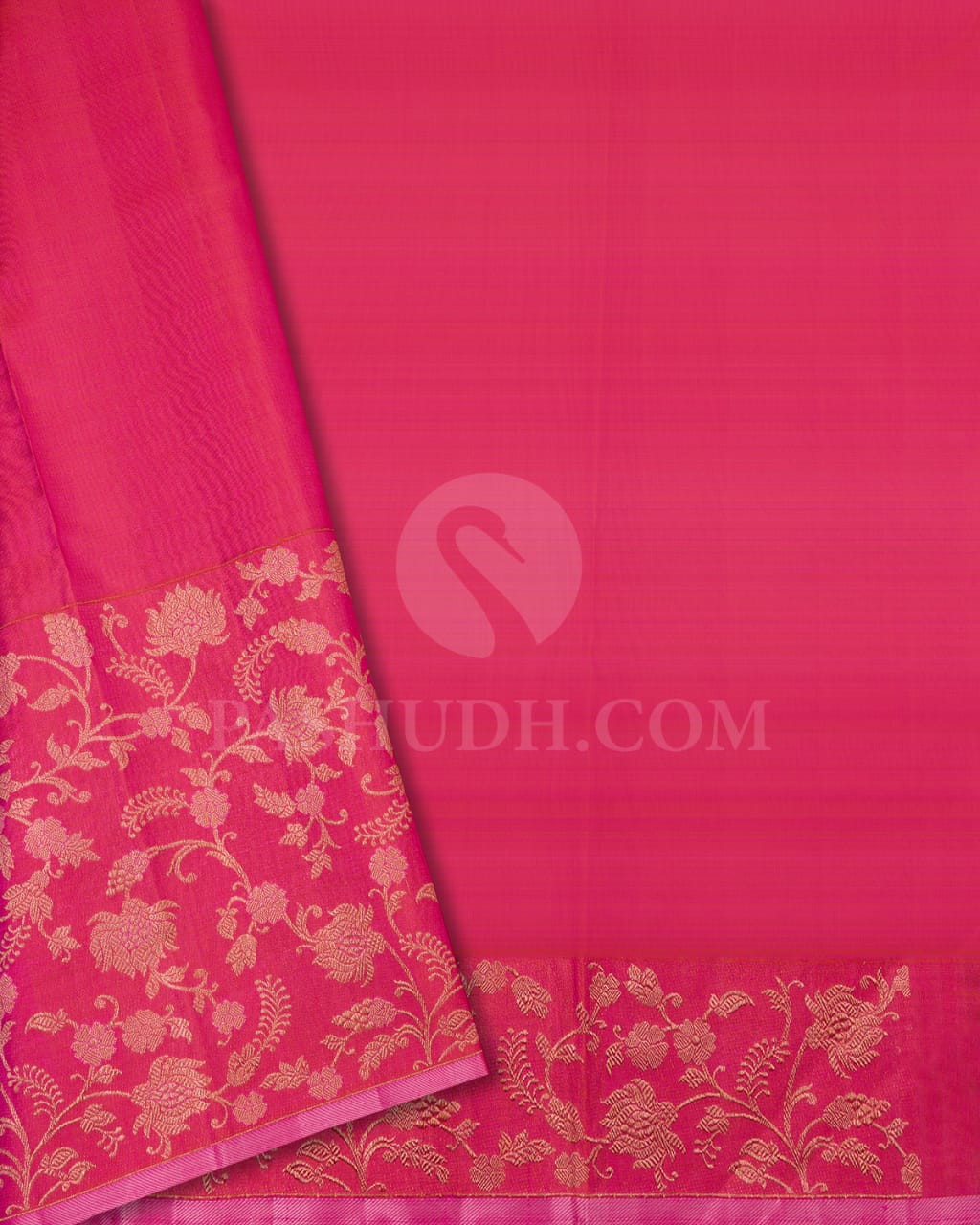 Bottle Green & Rose Pink Kanjivaram Silk Saree - S1070(F)