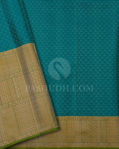 Anandha Blue & Light Green Kanjivaram Silk Saree - DJ352(B)