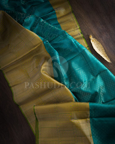 Anandha Blue & Light Green Kanjivaram Silk Saree - DJ352(B)