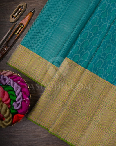 Anandha Blue & Light Green Kanjivaram Silk Saree - DJ352(B)