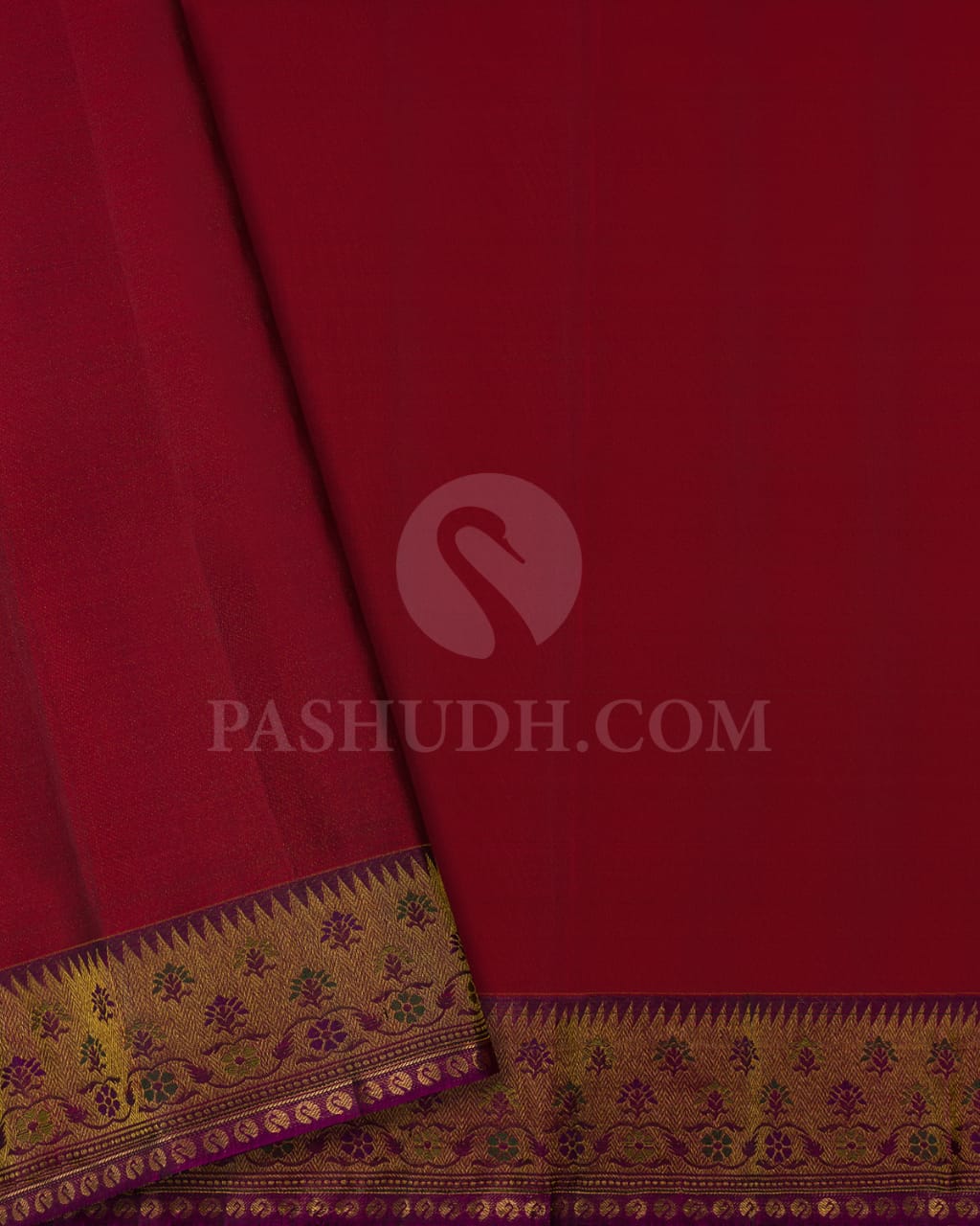 Crimson Red & Purple Classic Kanjivaram Silk Saree - DJ353(A)
