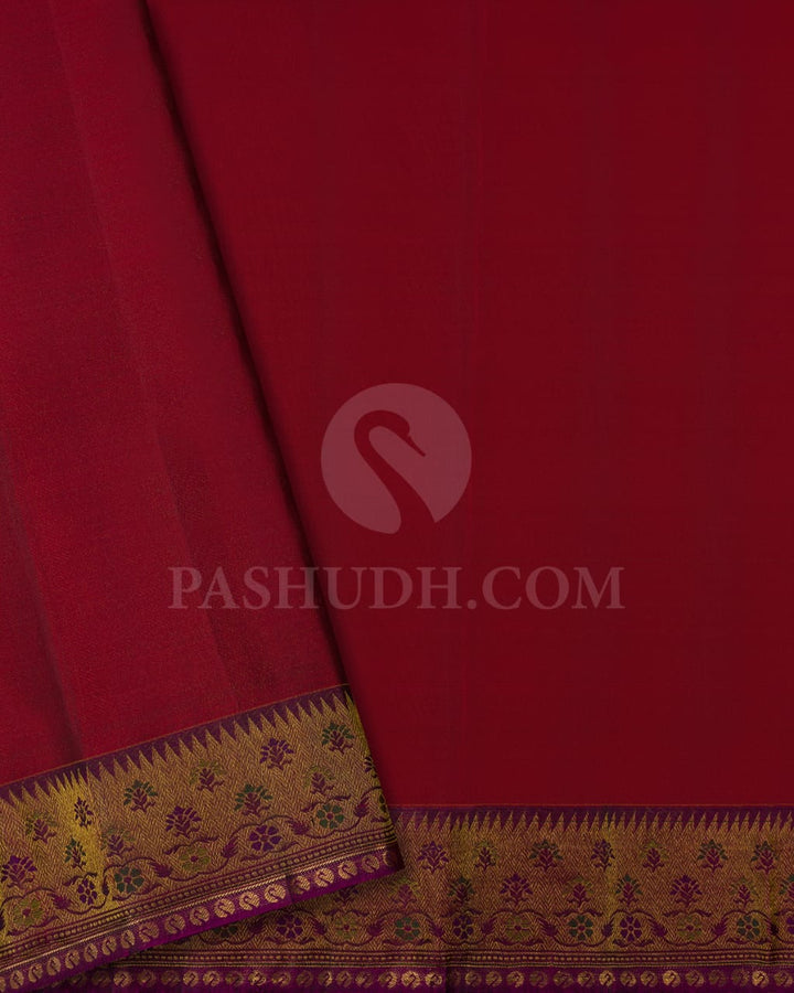 Crimson Red & Purple Classic Kanjivaram Silk Saree - DJ353(A)