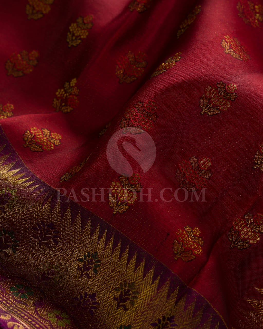 Crimson Red & Purple Classic Kanjivaram Silk Saree - DJ353(A)
