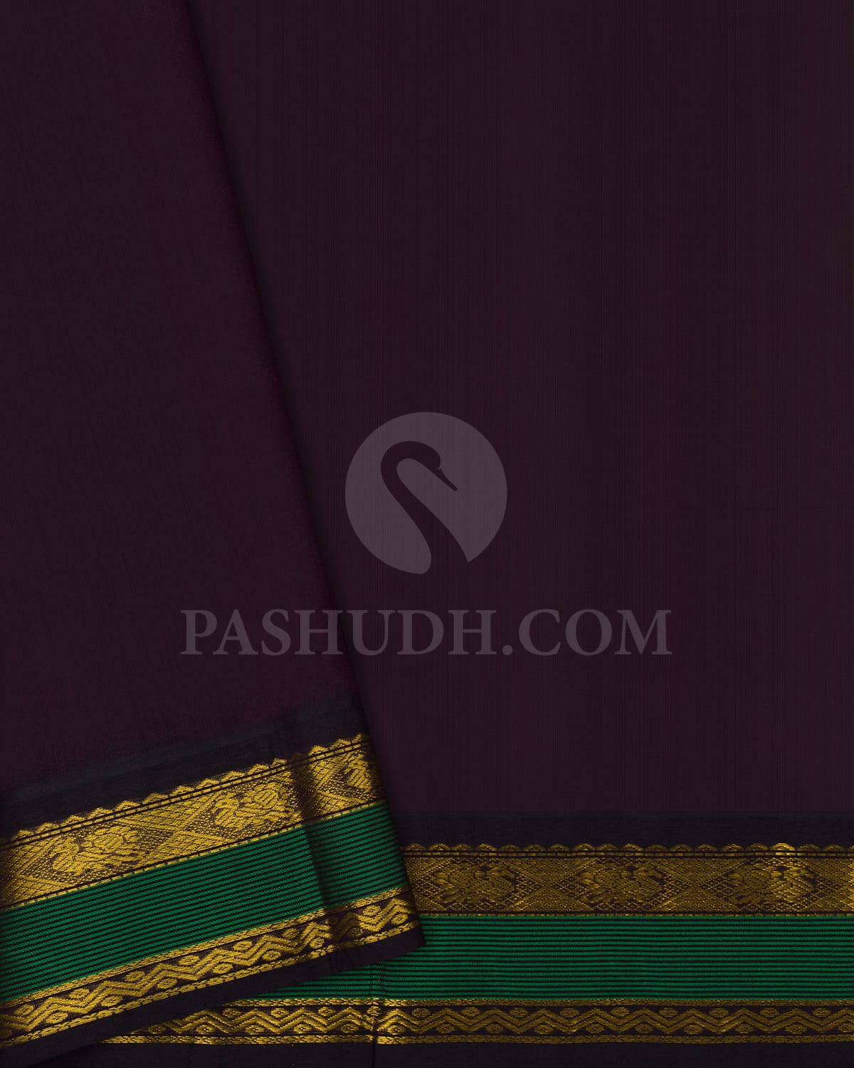 Parrot Green & Burgundy Kanjivaram Silk Cotton Saree - RC4