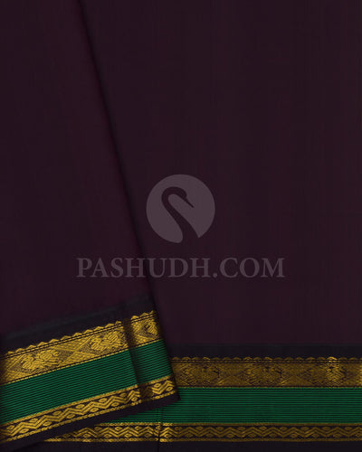 Parrot Green & Burgundy Kanjivaram Silk Cotton Saree - RC4