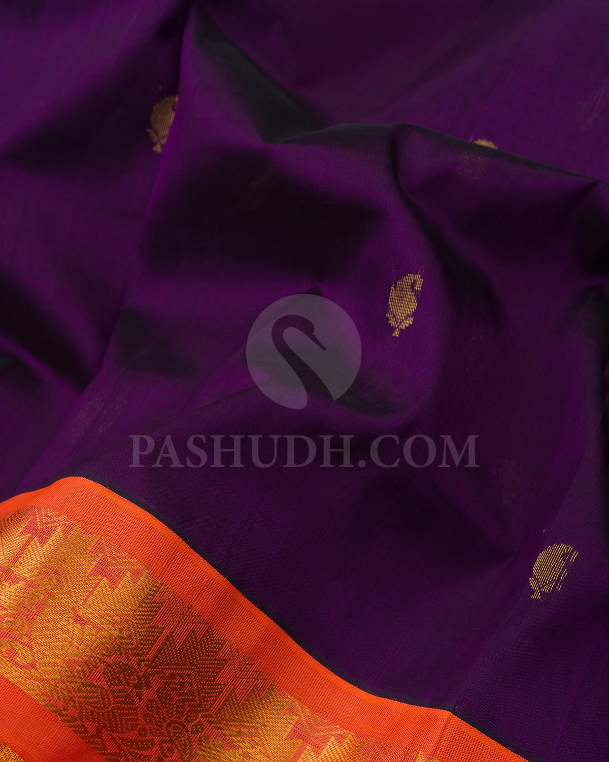 Violet & Orange Kanjivaram Silk Cotton Saree - RC11