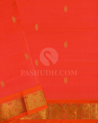 Violet & Orange Kanjivaram Silk Cotton Saree - RC11