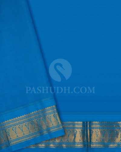 Dark & Light Blue Kanjivaram Silk Cotton Saree - RC16