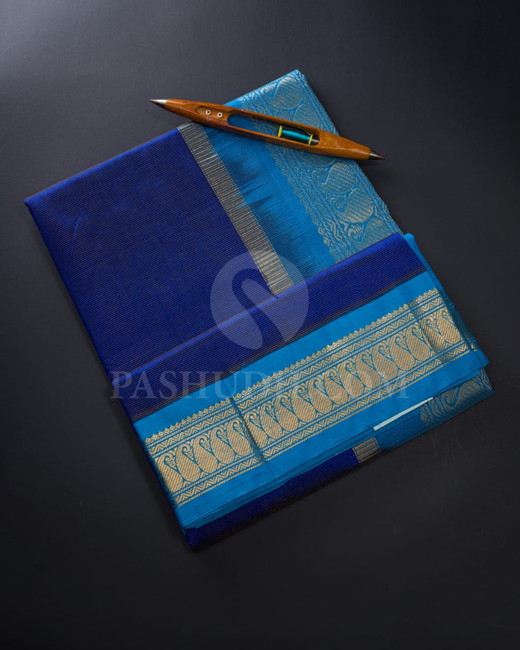 Dark & Light Blue Kanjivaram Silk Cotton Saree - RC16