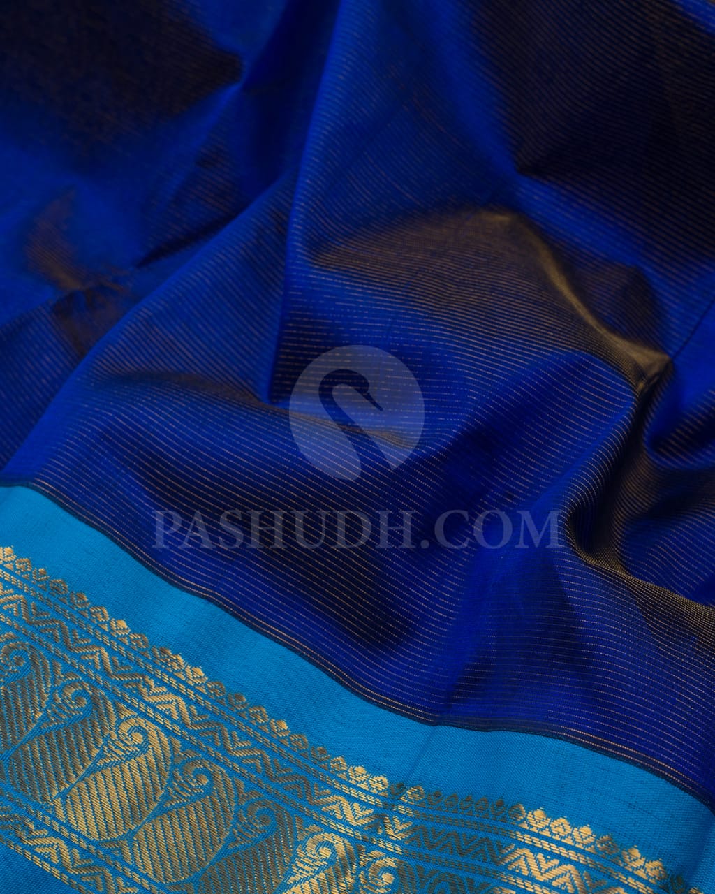 Dark & Light Blue Kanjivaram Silk Cotton Saree - RC16