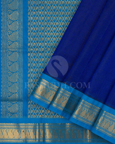 Dark & Light Blue Kanjivaram Silk Cotton Saree - RC16