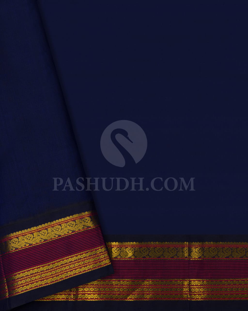 Dark Beige & Navy Blue Kanjivaram Silk Cotton Saree - RC5