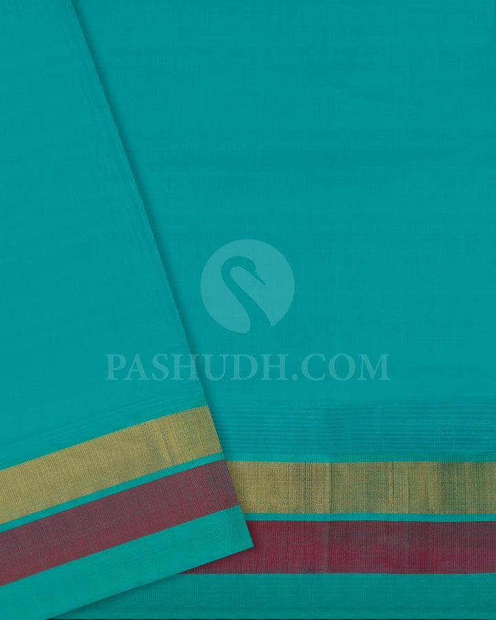 Aubergine & Sky Blue Kanjivaram Silk Cotton Saree - RC22