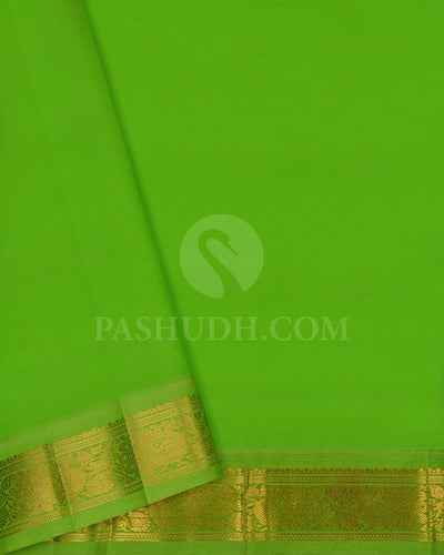 Cobalt Blue And Parrot Green Kanjivaram Silk Cotton Saree - RC27