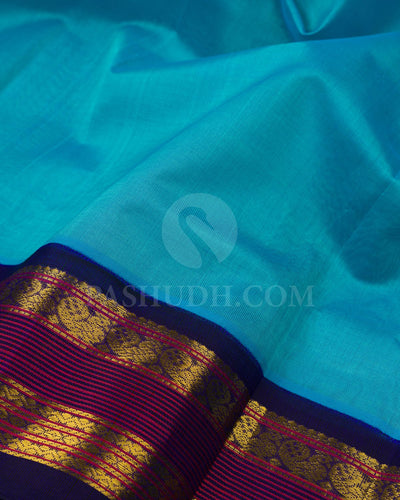 Anandha Blue & Royal Blue Kanjivaram Silk Cotton Saree - RC8