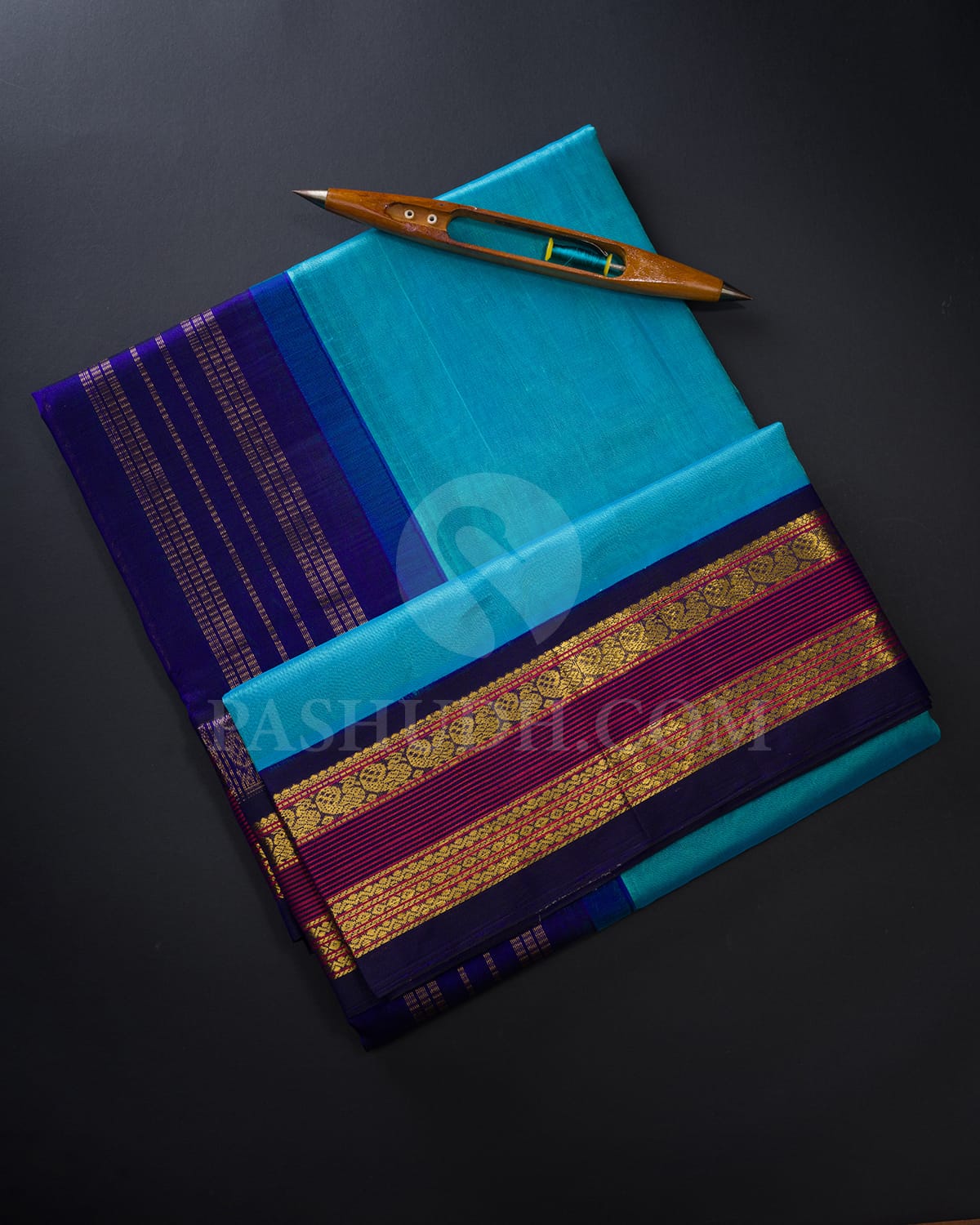 Anandha Blue & Royal Blue Kanjivaram Silk Cotton Saree - RC8