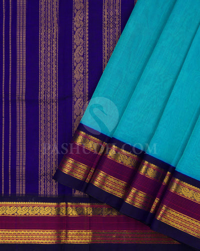 Anandha Blue & Royal Blue Kanjivaram Silk Cotton Saree - RC8