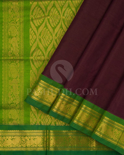 Paaku Color & Emeral Green Kanjivaram Silk Cotton Saree - RC15