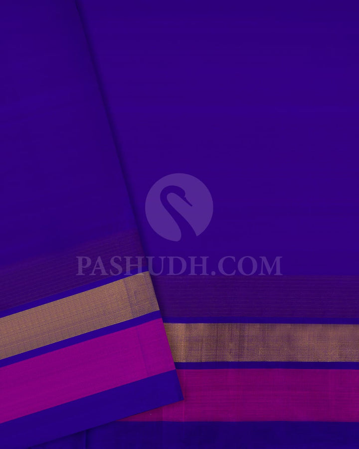 Olive Green & Royal Blue Kanjivaram Silk Cotton Saree - RC21