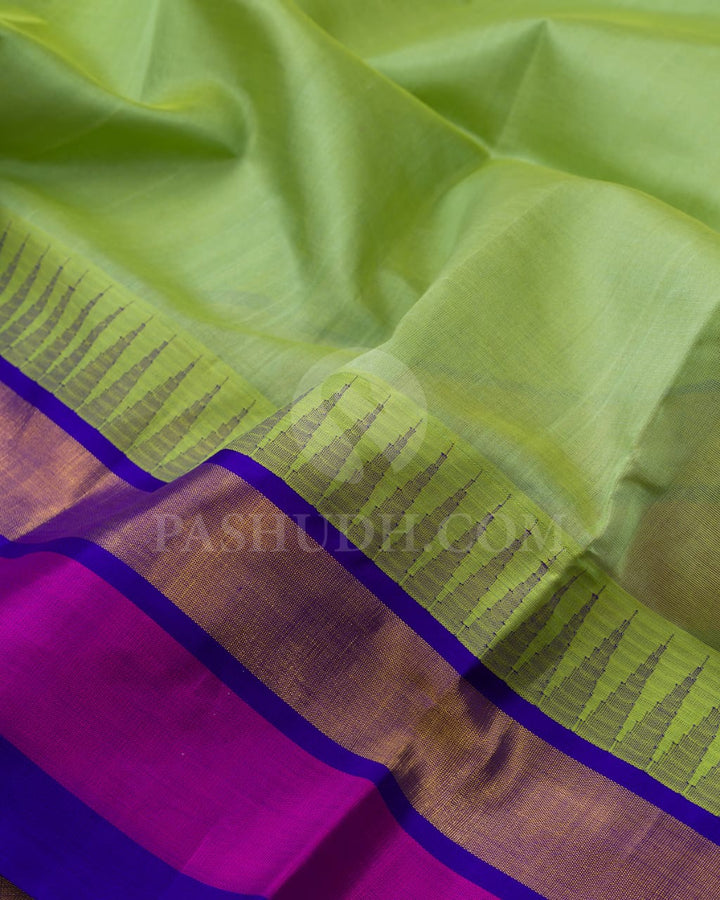 Olive Green & Royal Blue Kanjivaram Silk Cotton Saree - RC21