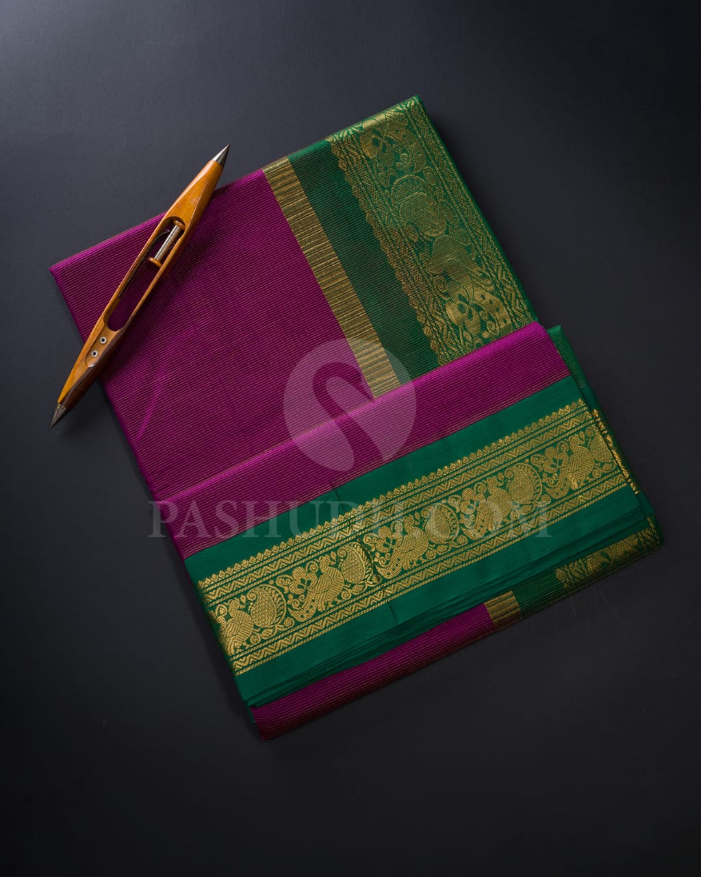 Magenta & Dark Green Kanjivaram Silk Cotton Saree - RC13