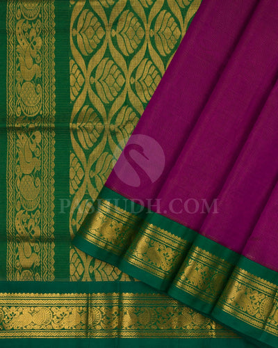 Magenta & Dark Green Kanjivaram Silk Cotton Saree - RC13