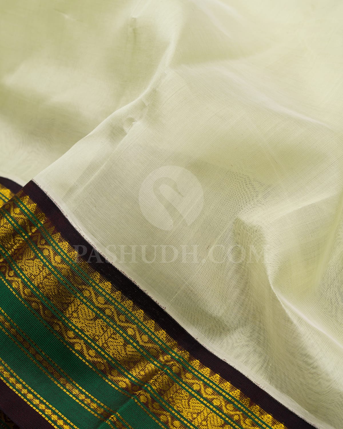 Ivory & Brown Kanjivaram Silk Cotton Saree - RC6