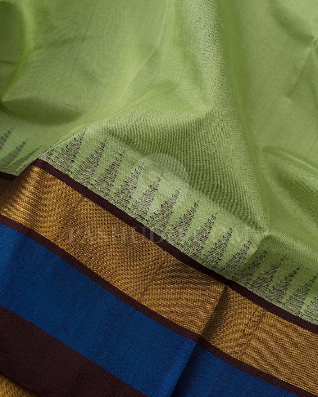 Pastel Mint & Brown Kanjivaram Silk Cotton Saree - RC18