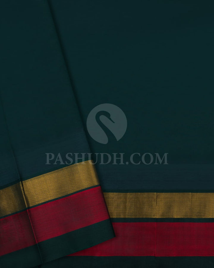 Light Pink & Dark Green Kanjivaram Silk Cotton Saree - RC20