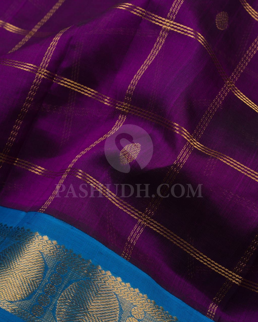 Violet & Anandha Blue Kanjivaram Silk Cotton Saree - RC25