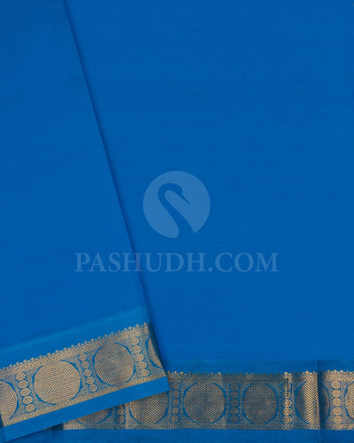 Violet & Anandha Blue Kanjivaram Silk Cotton Saree - RC25