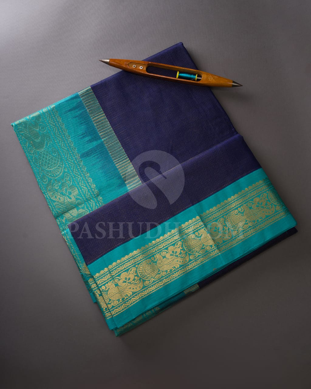 Light & Dark Blue Kanjivaram Silk Cotton Saree - RC17