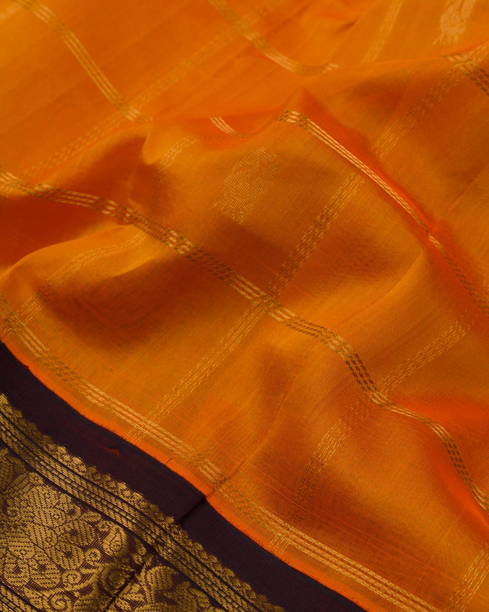 Orange and Paaku Colour Kanjivaram Silk Cotton Saree - RC26