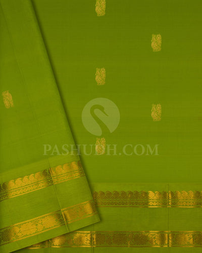 Red & Parrot Green Kanjivaram Silk Cotton Saree - RC10