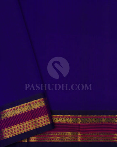 Honey Shade and Royal Blue Kanjivaram Silk Cotton Saree - RC3