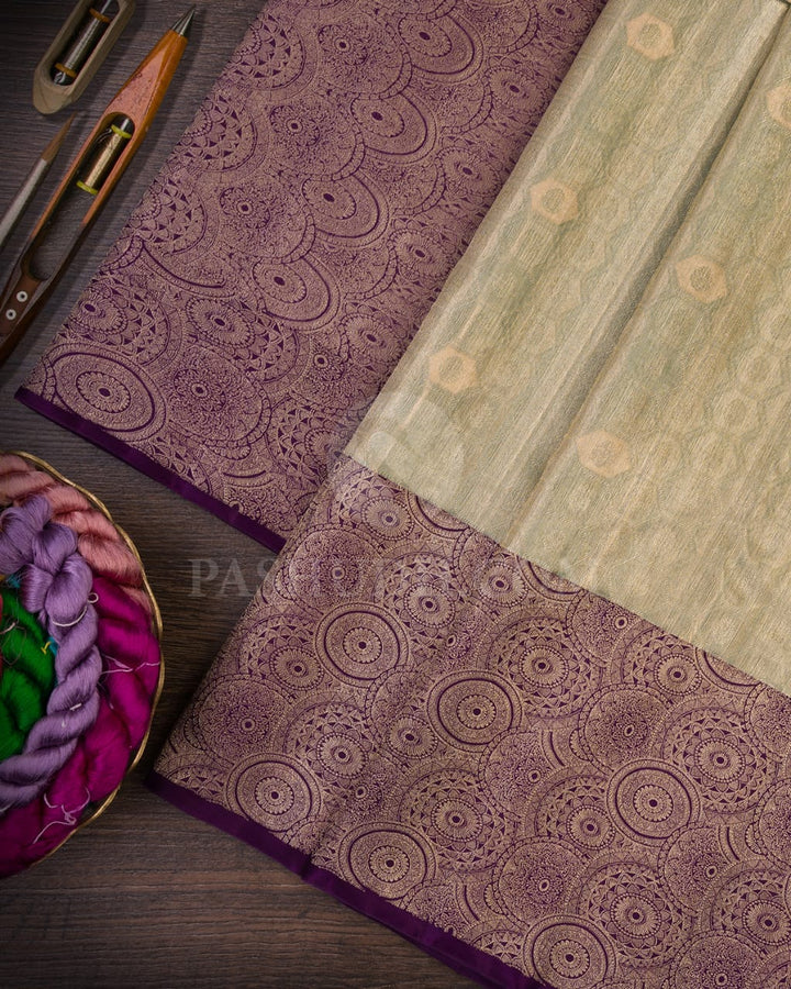 Powder Blue & Purple Organza Shimmer Kanjivaram Silk Saree - S1373(C)