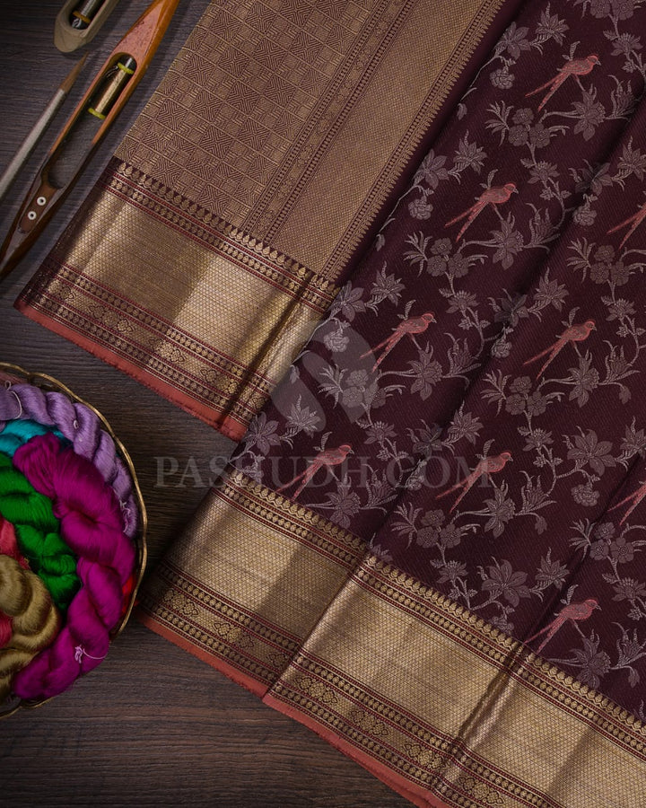 Brown Kanjivaram Silk Saree-DJ348(B)