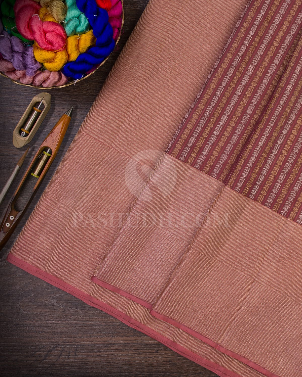 Old Rose & Blush Pink Kanjivaram Silk Saree-S1431(A)