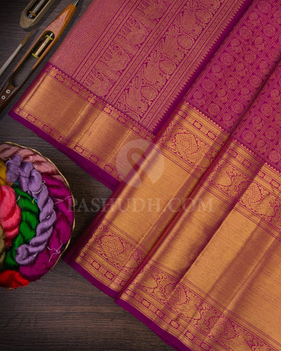 Magenta Bridal Kanjivaram Silk Saree- B10