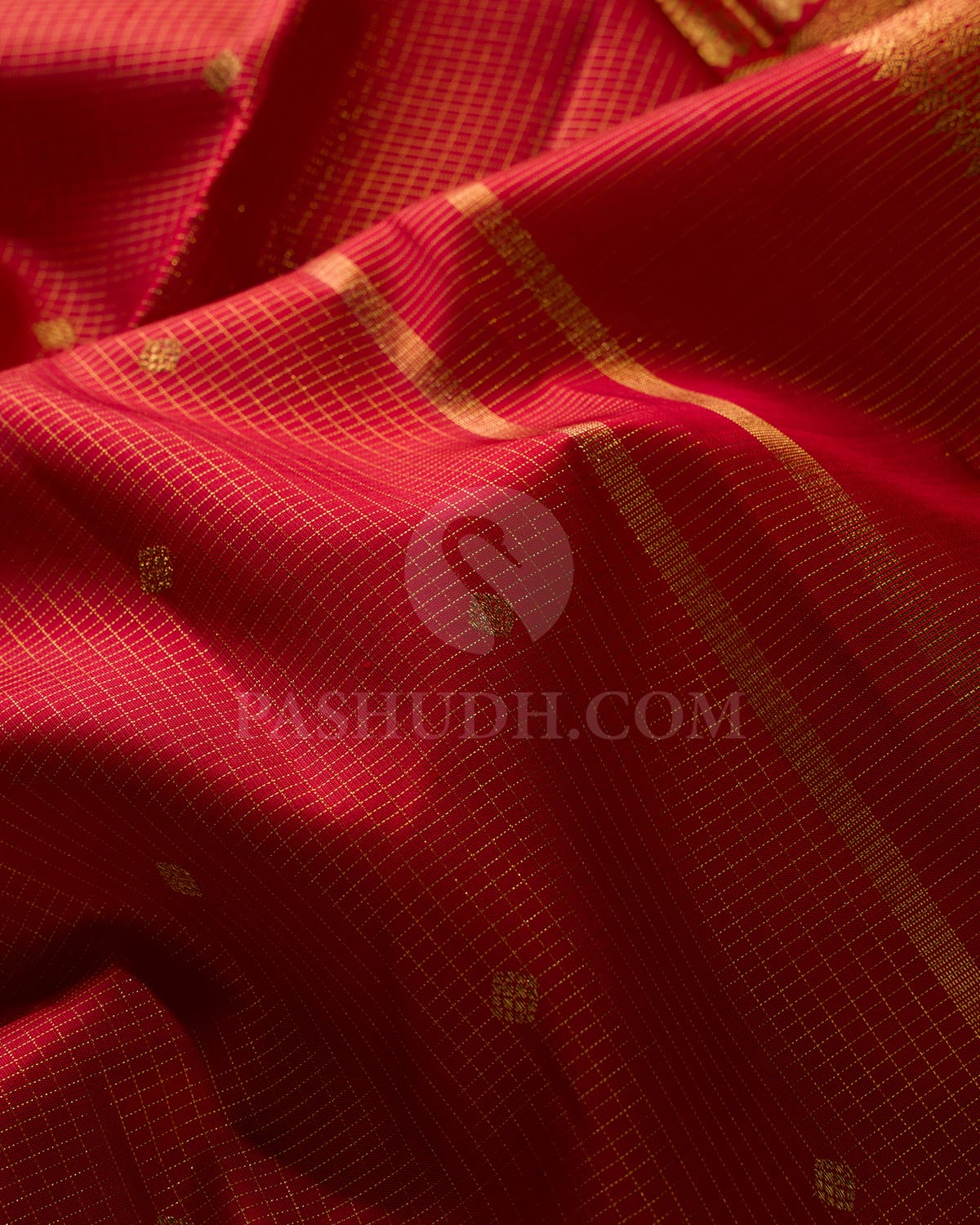 Bright Red Bridal Kanjivaram Silk Saree- H7