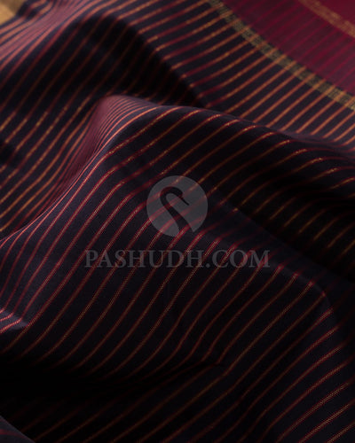 Black & Maroon Kanjivaram Silk Saree-J6