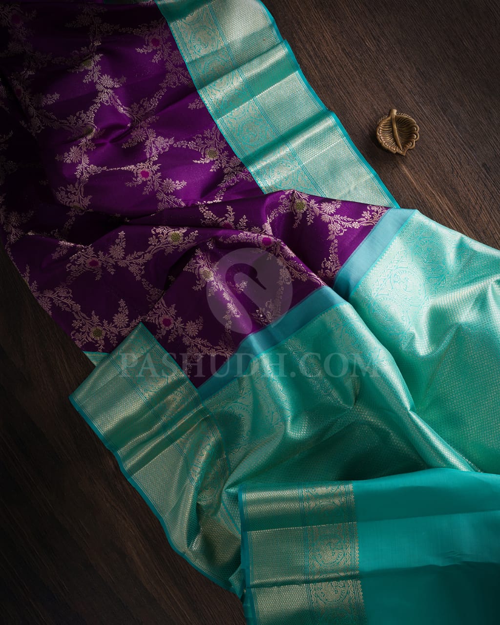 Purple & Sky Blue Kanjivaram Silk Saree-S1434(A)