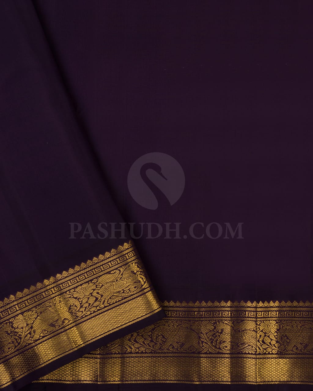 Mango Yellow & Deep Purple  Kanjivaram Silk Saree-A4