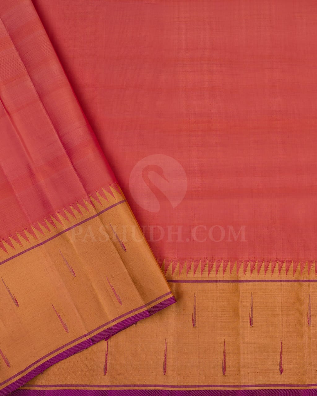 Half White,Green & Pink Kanjivaram Silk Saree-P143(D)