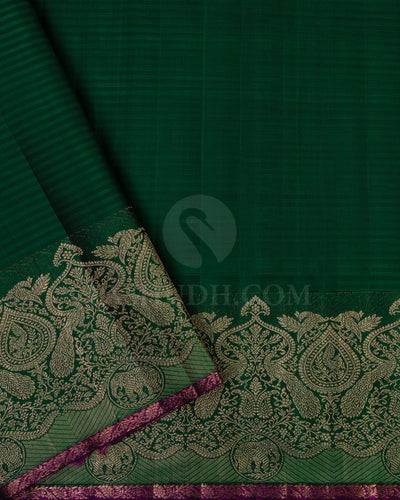 Yellow & Dark Green Kanjivaram Silk Saree-S1103(E)