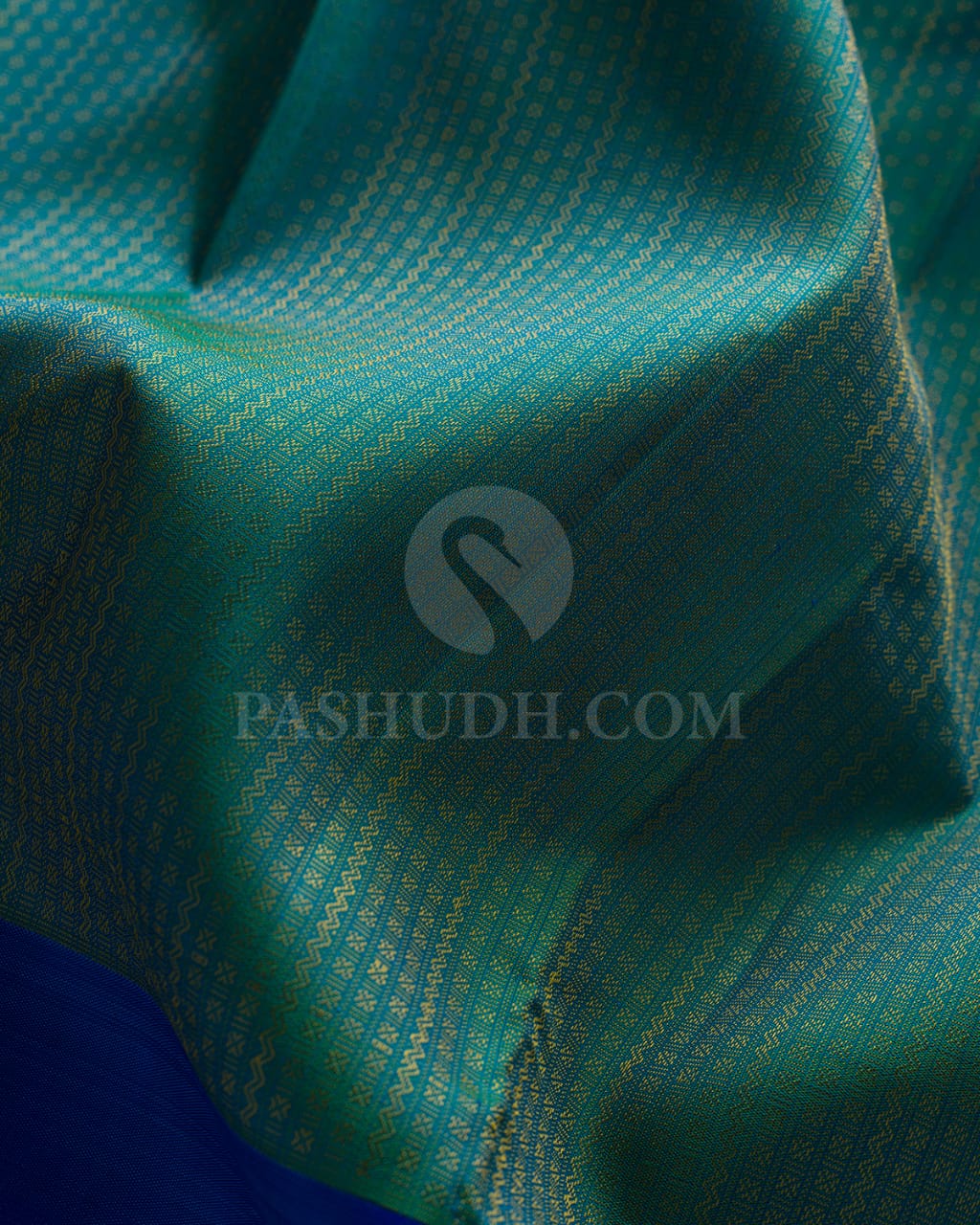 Blue Shot Green & Royal Blue Kanjivaram Silk Saree-G3