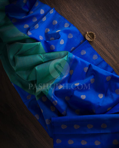 Blue Shot Green & Royal Blue Kanjivaram Silk Saree-G3