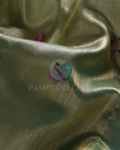 Gold Silver&Sky Blue  Orangza  Kanjivaram Silk Saree-S1436(A)